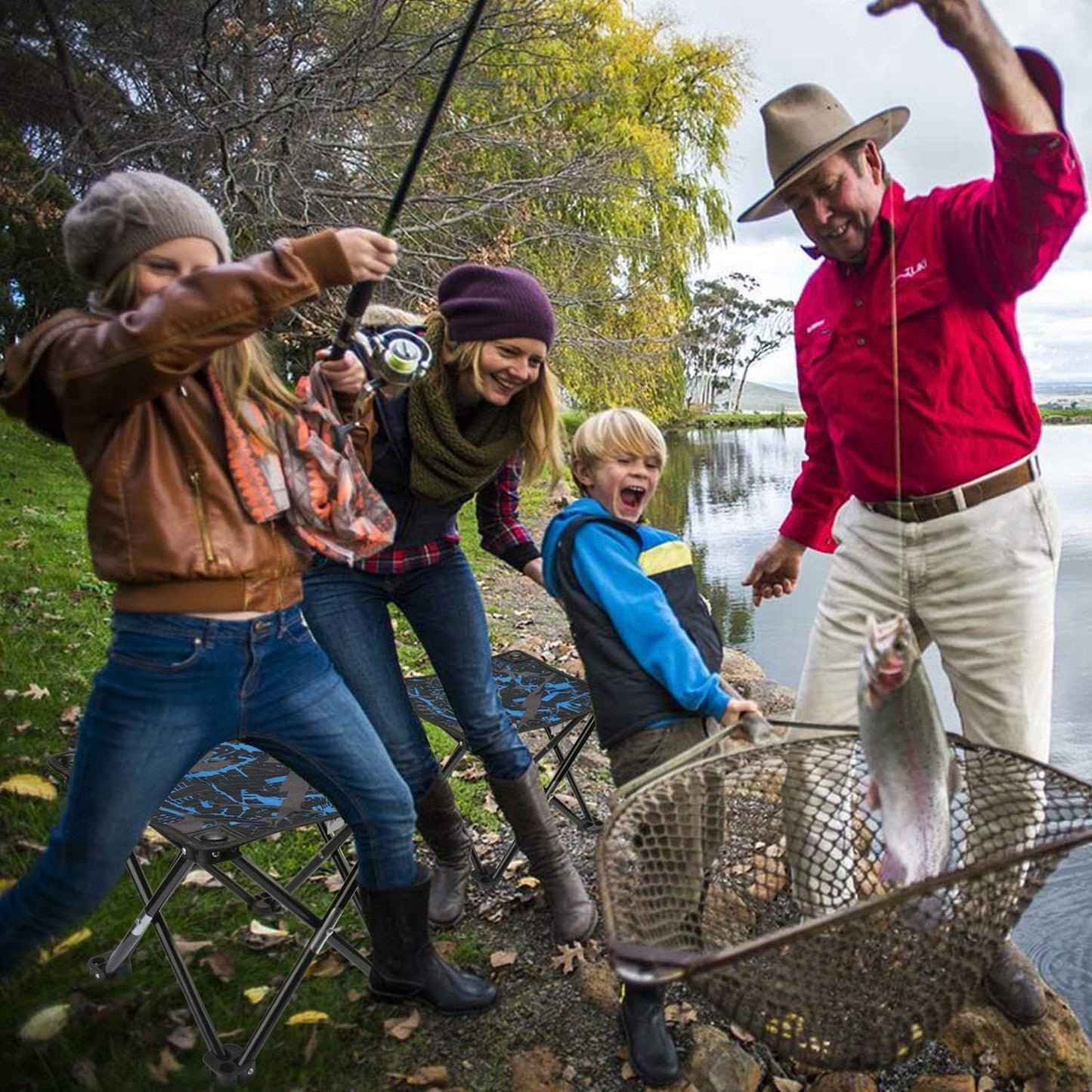 Folding Camping Stool Portable Chair Mini Foldable Stool for Adults Fishing Hiking Gardening and Beach with Carry Bag(Camouflage)