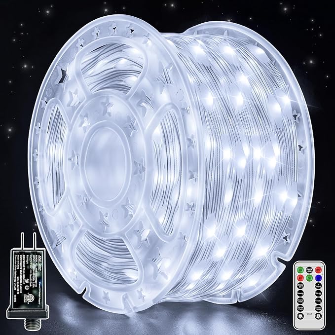 Christmas Lights Outdoor 262 FT 800 LED, Plug-in String Lights for Classroom, Clear Wire 8 Modes LED White String Light, IP67 Waterproof Christmas Tree Lights for Bedroom Indoor Wedding Holiday Decor