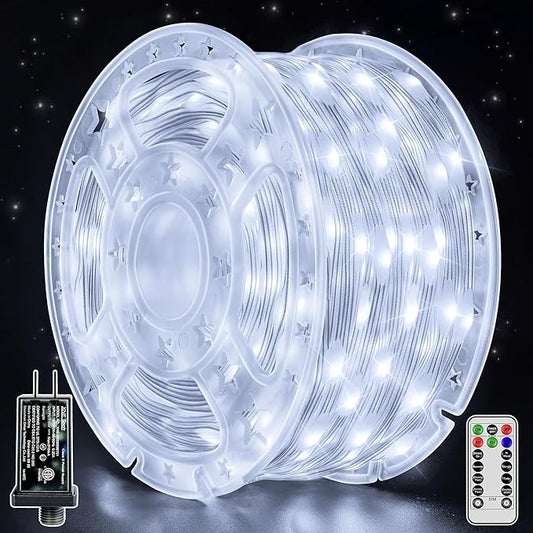 Christmas Lights Outdoor 262 FT 800 LED, Plug-in String Lights for Classroom, Clear Wire 8 Modes LED White String Light, IP67 Waterproof Christmas Tree Lights for Bedroom Indoor Wedding Holiday Decor