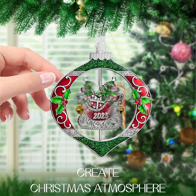 Laraine Christmas Tree Ornaments – 2025 Decorative Rotation Hanging Pendant of Car Charm Holiday Keepsake Gift Home Decor (Sleigh (2025))