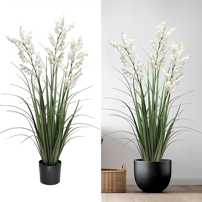 Fake Plants Home Decor Fake Flowers Artificial Plants Outdoor Tall Grass Plant Artificial Pampas Grass Decor Artificial Plants Indoor Fake Grass Living Room Decor Artificial Grass 36“2PCS White