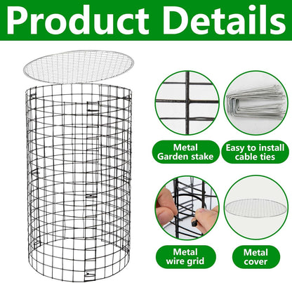 Adnee 8 Pack Wire Plant Protector with Cover-20" x 11" Detachable Metal Plant Protectors Mesh-Garden Plant Protectors for Flower Vegetable to Keep Animals Out