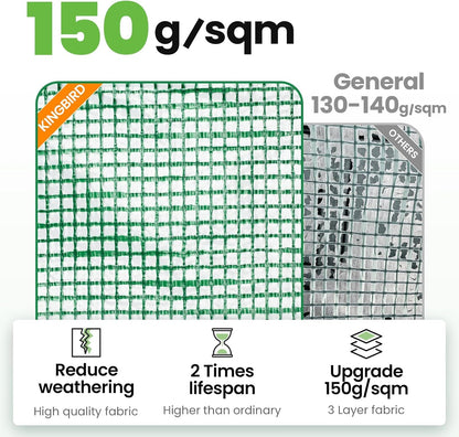 KING BIRD Premium 10x6.6x6.6FT Greenhouse for Outdoors, Large Walk-in Heavy Duty Galvanized Steel Frame, Mesh Door Screen Window Upgraded Zipper Tunnel Hoop for Garden Plant Winter, Green