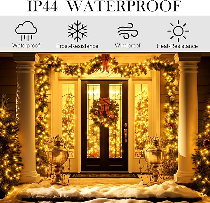 Weillsnow 328 FT 1000 LED Christmas String Lights with Remote & Timer, 8 Lighting Modes Twinkle Lights, Waterproof Fairy Lights For Outdoor Bedroom Backyard Tree Wall Christmas Decoration (Warm White)