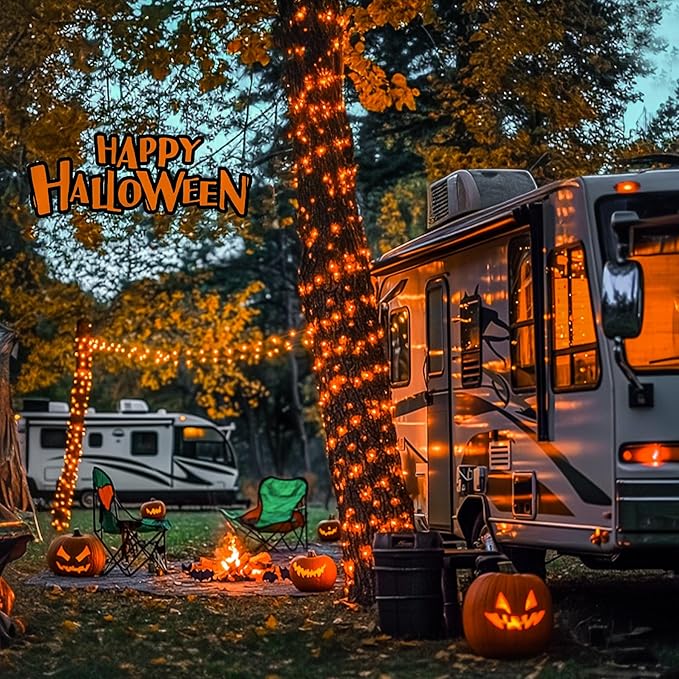 JMEXSUSS 250 LED Orange Lights for Halloween, 91.5ft Halloween Lights Indoor Outdoor Waterproof with 8 Modes, Connectable Orange String Lights for Yard Patio Party Holiday Decorations