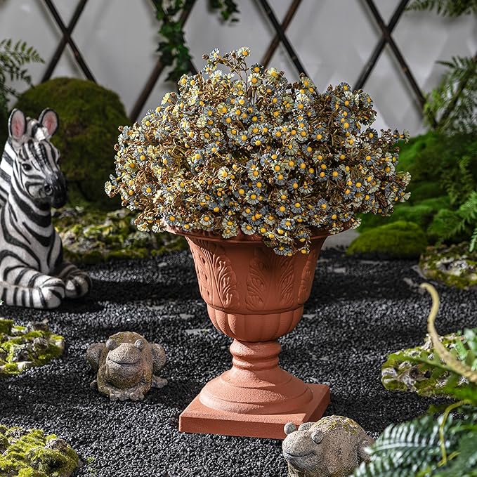 Artificial Daisy Flowers for Outdoor 16 Bundles Faux Daisy Flower UV Resistant No Fade Floral for Home Indoor Outside Garden Porch Window Box Balcony Yard Porch Fall Decor (Blue)