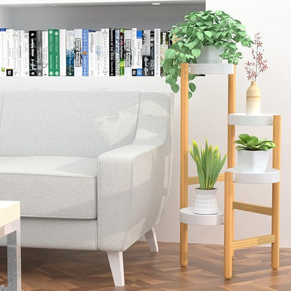 Wisuce Bamboo Plant Stands Indoor, 4 Tier Tall Corner Plant Stand Holder Plant Display Rack for Living Room Bedroom (4 Tier Stand)