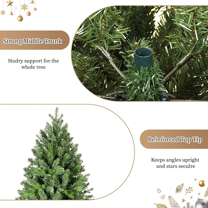 6ft Artificial Christmas Tree Green Spruce Christmas Tree with Dense 988 Branches Tips Easy to Assemble for Home Holiday Outdoor Decor