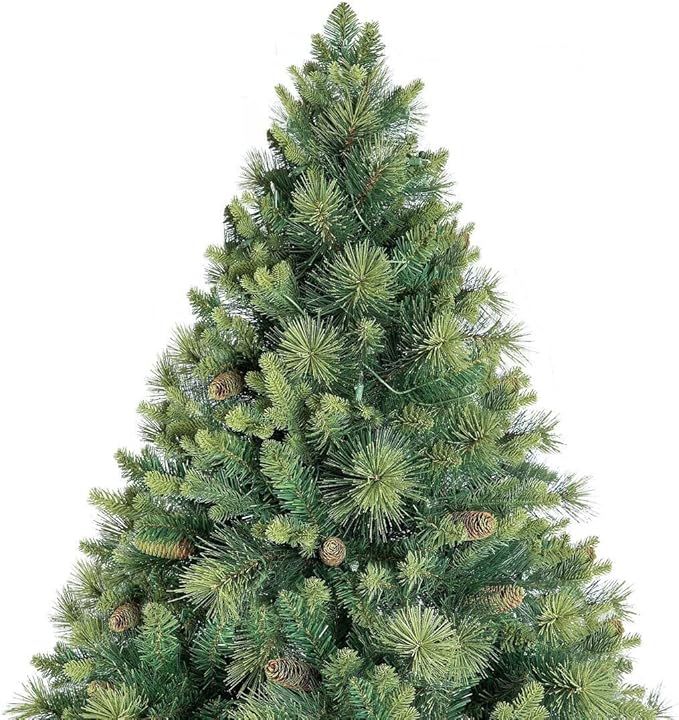 Naomi Home Vail 4.5ft Prelit Artificial Christmas Tree with Pine Cones, Foot Pedal, 561 Branch Tips, 300 Warm Lights and Metal Stand, 38" Wide Realistic Traditional Christmas Tree with Lights