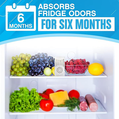 NonScents Refrigerator Deodorizer – Odor Eliminator for Fridge & Freezer – Outshines Baking Soda & Deodorizer with Activated Charcoal – Unscented & Long-Lasting, Freshen Refrigerator (4-Count)