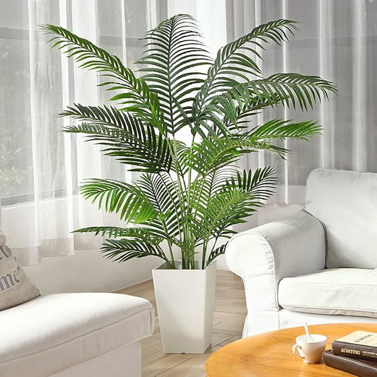 Fopamtri 6 Foot Artificial Areca Palm Tree UV Resistant Fake Palm Plant with 20 Trunks Potted Faux Tree for Indoor or Outdoor Decoration Silk Dypsis Lutescens Plants for Home Office