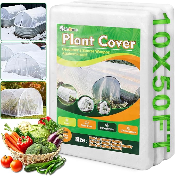 White Plant Covers Freeze Protection, 10 x 50 ft - 0.9 oz/yd² Frost Cloths for Outdoor Plants, Tree Covers Freeze Protection, Winter Garden Blanket, Sun Cover for Plants for Greenhouse, Vegetables