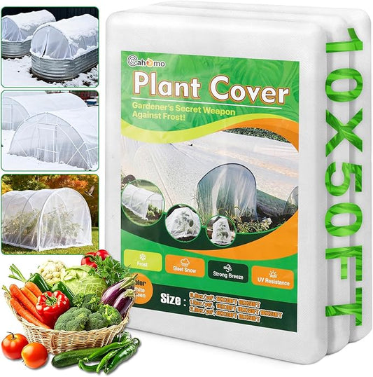 White Plant Covers Freeze Protection, 10 x 50 ft - 2 oz/yd² Frost Cloths for Outdoor Plants, Tree Covers Freeze Protection, Winter Garden Blanket, Sun Cover for Plants for Greenhouse, Vegetables