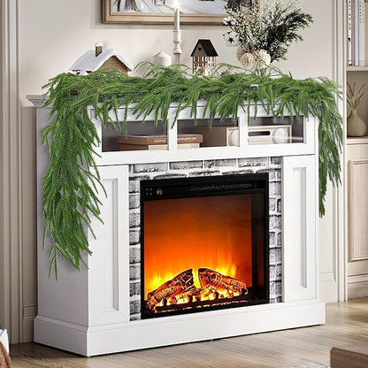 9FT Norfolk Pine Garland Christmas Dense Winter Pine Garland Green Artificial Faux Greenery Real Touch Garlands for Mantle, Wall, Table, Home Xmas Holiday Decor (1)