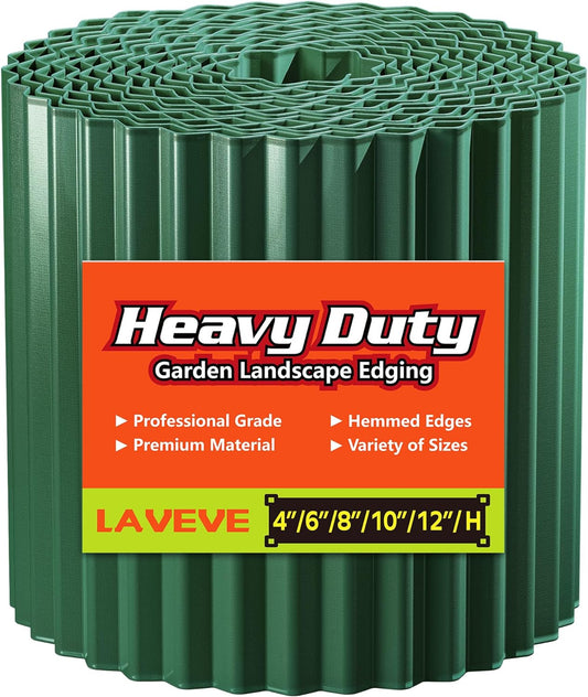 LAVEVE Corrugated Metal Garden Edging 6" x 10Ft, Landscape Edging Border for Lawn, Flower Bed, Garden Fence, Paver Edging (Green)