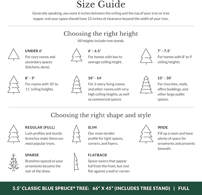 Balsam Hill 5.5 ft Unlit Classic Blue Spruce - Artificial Christmas Tree with Premium Stand for Indoor Holiday Decorating