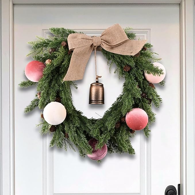 Velvet Christmas Ornaments Balls for Tree - 15pcs Pink Christmas Ornaments Shatterproof for Xmas Decorations - Multicolor Pink & Beige 80mm 3.15inch