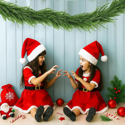 Faux Norfolk Pine Christmas Garland – Real Touch Greenery Artificial Cedar Christmas Garland for Fireplace Mantel, Staircase, Door Frame, Holiday Indoor Winter Décor (6FT-2Pack)