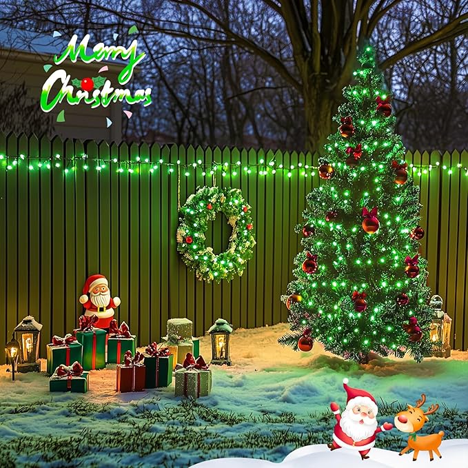 JMEXSUSS 500 LED Green Christmas Lights, 8 Modes Green String Lights Outdoor Plug in, 173ft Christmas Light for Party Xmas Tree Decorations