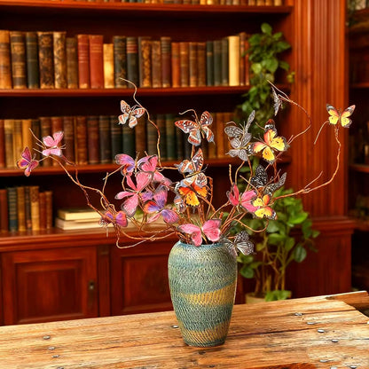 Artificial Butterfly, Silk Butterflys, Butterflies for Crafts for Floral Arrangements, 3D Butterfly Stakes Decor, Christmas Tree Decor, New Year Party Supplies