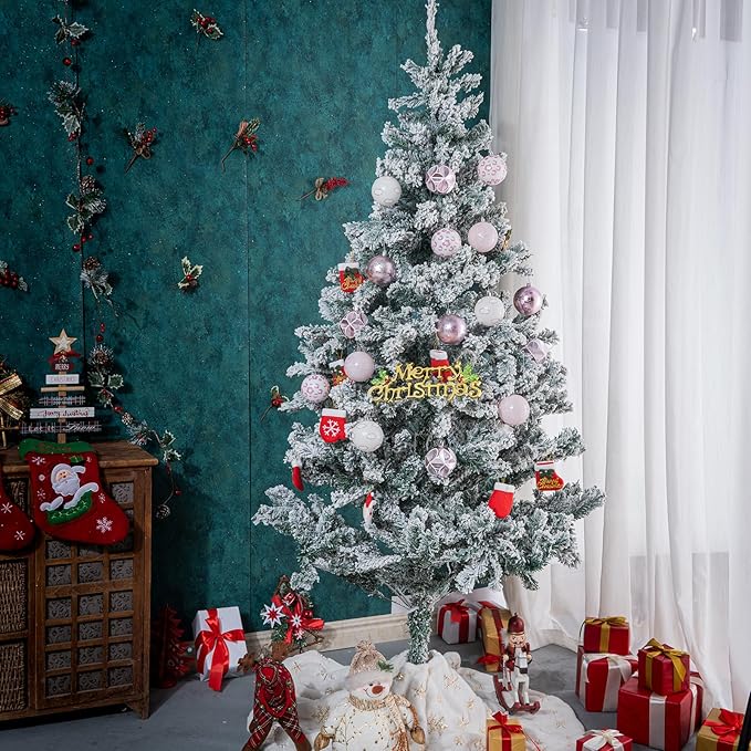 16CT Leopard Christmas Ornaments,Shatterproof Pink and White Christmas Decorations, Lage Baubles Ornaments Hanging Decor for Xmas Tree Home Party Festivals (80MM/3.15'')