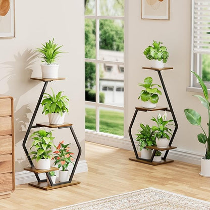 Plant Stand Indoor with Grow Light, 35'' Plant Shelf Corner Plant Stands for Indoor Plant, 2 Pack 4 Tiered Plant Holder for Home Decor, Plant Shelves for Multiple Plants