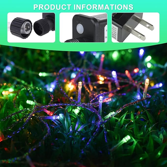 weillsnow 164 FT 500 LED Christmas Lights Outdoor, Waterproof Christmas Fairy Lights with Timer, Plug in Multicolor LED String Lights with 8 Modes for Bedroom Wedding Party Xmas Decoration
