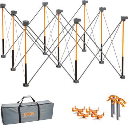 Bora Centipede 30in Folding Work Table Set - No Assembly 9-Strut Collapsible Table 3500lb Weight Limit - 4x4ft Mobile Work Station with Storage Bag, Foldable Work Bench Table - CK9S, Orange/Black