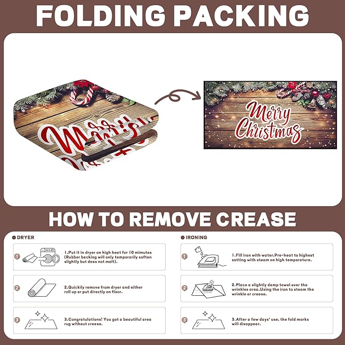 Merry Christmas Rug,Christmas Trees Decorative Indoor Bedroom Xmas Winter Welcome Door Mat Anti-Slip Rubber Area Rug for Seasonal Holiday Decoration,63" X 31"