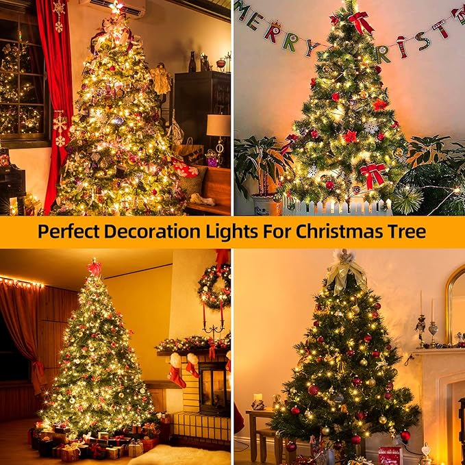 1000 LED 328ft 8 Modes with Timer Christmas String Lights IP55 Outdoor Waterproof UL Certificated Indoor Fairy Lights Garden Patio Wedding Christma Trees Parties Decoration Warm White