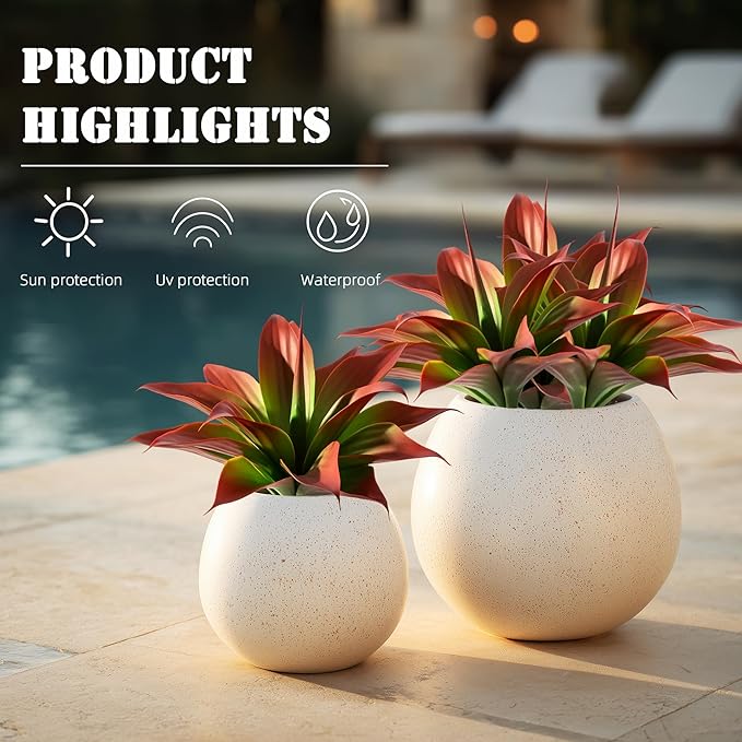 Artificial Agave Faux Agave 14.2In Fake Greenery Outdoor Artificial Plant Fake Plant for Indoor Home Decoration Plastic Plant Outdoor Decoration Front Porch Decor Simulation Plants 2Pack（Red）