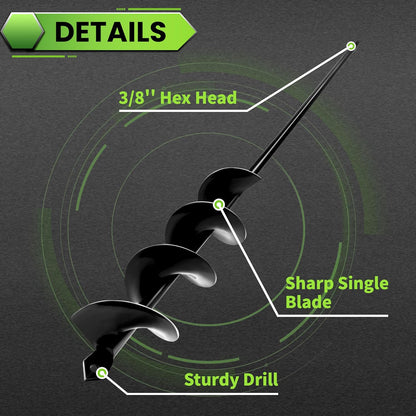 SYITCUN Auger Drill Bit for Planting 2"x24", Post Hole Auger for Planting Bulbs, Easy Post Hole Digger with Drill for 3/8”Hex Drive Drill