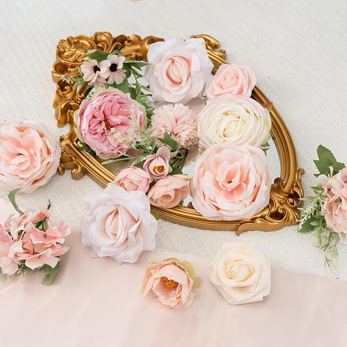 Artificial Flowers Pink Wedding Flowers Silk Flowers with Stems Fake Cake Flowers for Wedding Bouquets Centerpieces Spring Decor Baby Shower Decoration