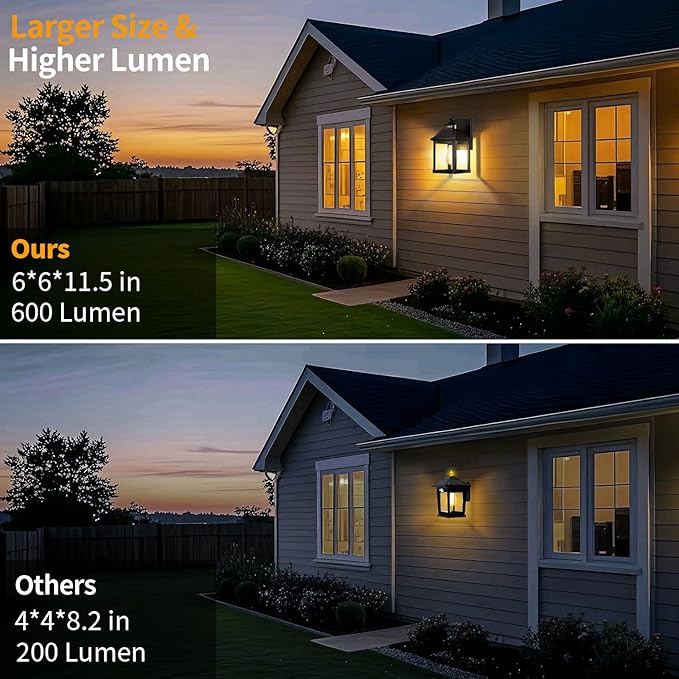 Solar Sconce Lights Outdoor Wall Mount Solar Porch Light Exterior Waterproof with 3 Lighting Modes and Motion Sensor 3000K Dusk to Dawn Wall Lantern for Garage Front Door Home Barn Shed House 2Pack