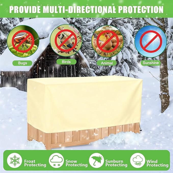 Plant Frost Cover, Rectangular Garden Protection Blanket with Drawstring, 39.3X 17.7X 15.7Inch, Winter Plant Protection Netting for Raised Beds, 4 Pack