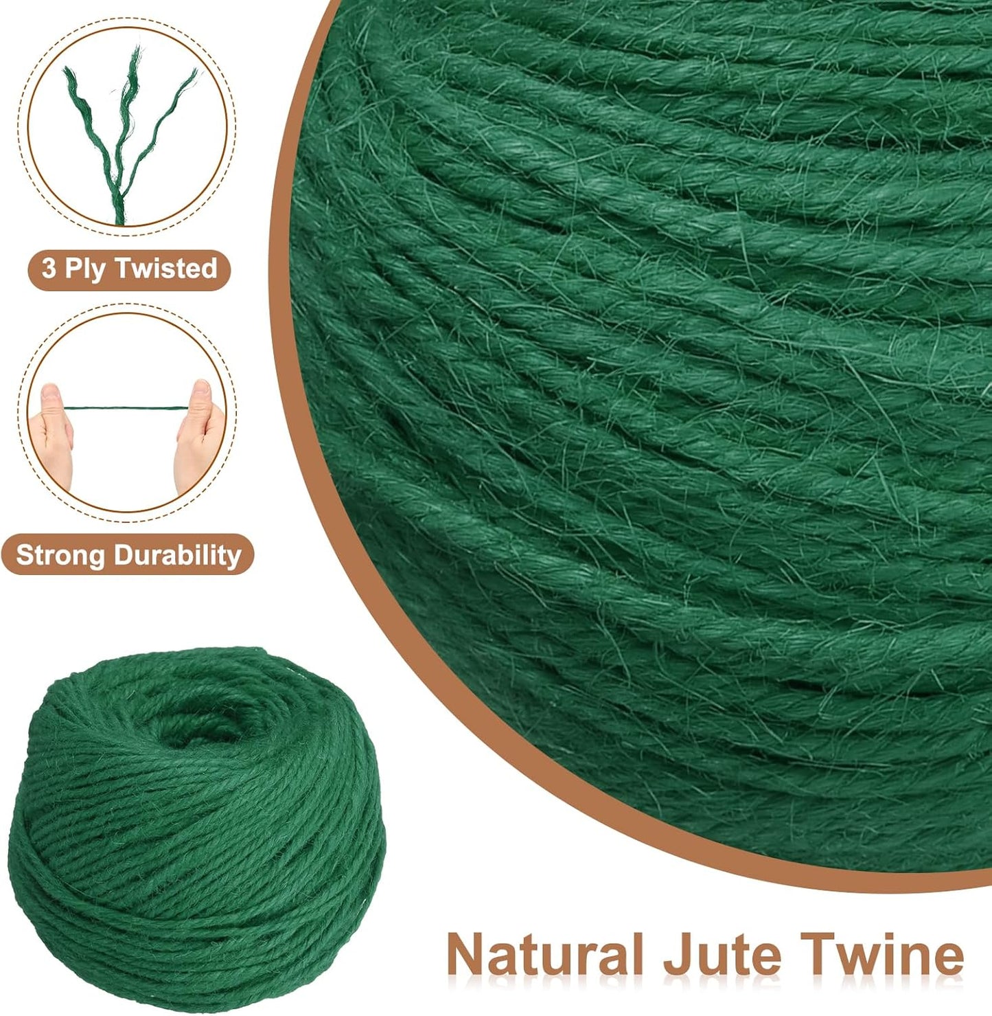 uxcell 328 Feet Natural Jute Twine String,3mm Thin Garden Twine Rope Colored Plant String Cord for DIY Art Crafts Gift Wrapping Decoration Packing Gardening Plant Hanger,Dark Green