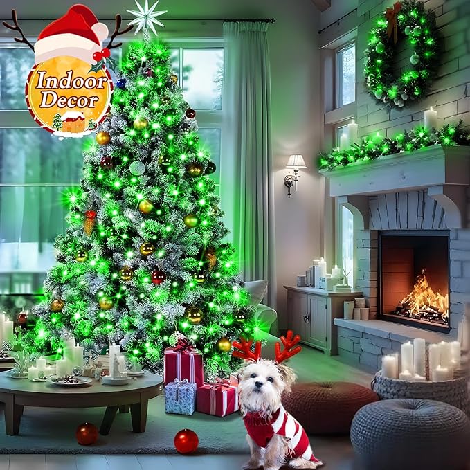 KNONEW 600ft 1500 LED String Lights Outdoor Christmas Lights 8 Modes & Timer Fairy Light Plug in Waterproof LED String Lights for Xmas Yard Tree Wedding Party Holiday Decorations (Green)