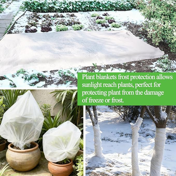 POILKMNI 10'x50' Plant Covers Freeze Protection - Plant Covers for Winter, Frost Cloth Tree Freeze Protection, Frost Blankets for Outdoor Plants, Winter Floating Row Cover