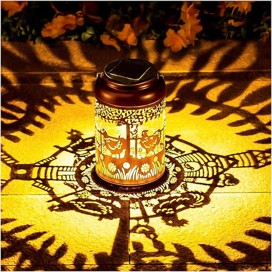 Chicken Solar Lanterns Outdoor Hanging Waterproof Solar Lights Chicken Gifts for Women Men Metal Rooster Decorative LED Lanterns for Outside, Patio, Landscape, Yard Decor, Garden Decorations