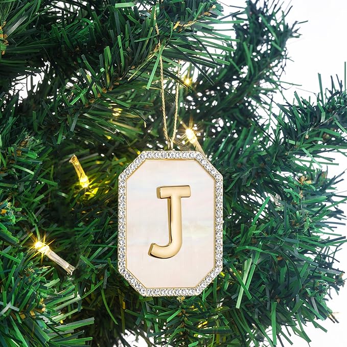 2025 Christmas Initial Ornaments, Letter J Ornaments for Christmas Tree, Hanging Ornament for Mother Best Friends Sister Wife