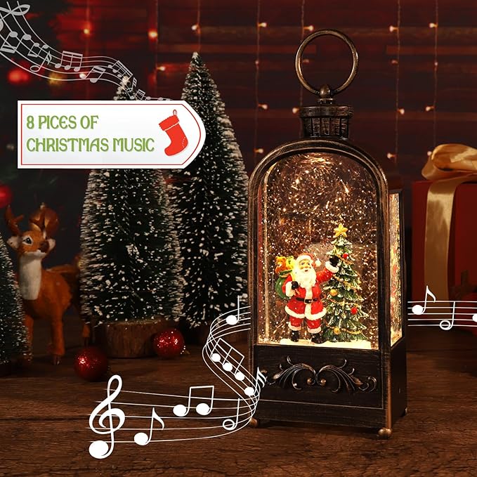 Christmas Decorations Indoor-Musical Snow Globe Christmas,Santa Christmass Tree Lighted Scene Snow Globes Lantern USB or Battery Powered,Christmass Decorations Decor for Home
