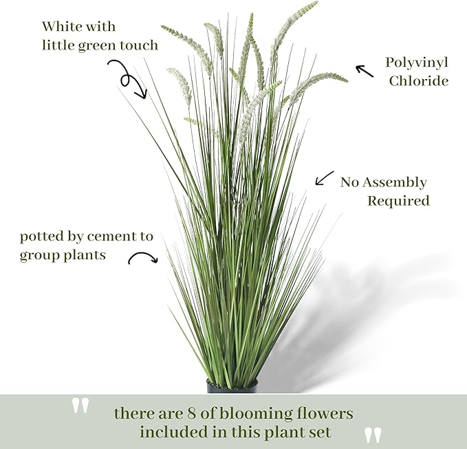 KOL 59in Artificial Veronica Spiked Speedwell Grass, 5ft Faux Veronica Spicata Flower, Tall Reed Grass for Home Office Garden Wedding Decor, Indoor Outdoor Fake Horsetail Plant, UV-Resistant, Yellow