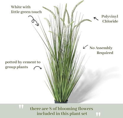 KOL 59in 2-Pack Artificial Veronica Spiked Speedwell Grass Plant, 5ft Faux Veronica Spicata Flower, Tall Fake Horsetail Grasses for Home Office Garden Wedding Decor, Indoor Outdoor, Yellow