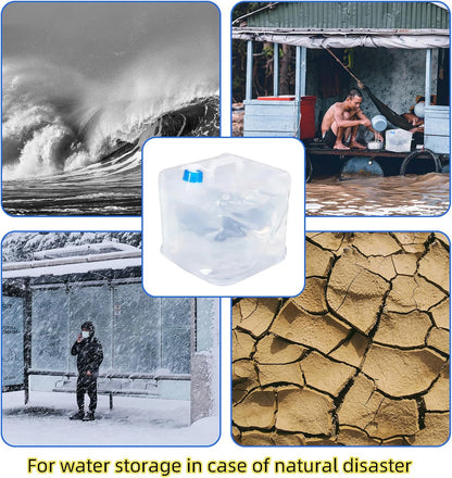 2 Pack Collapsible Water Container with Spigot, Foldable Cube Water Jugs Portable Water Storage for Outdoors Camping Hiking Disaster Preparedness & Survival Gear 1.4/2.6/4/5.3 Gallon