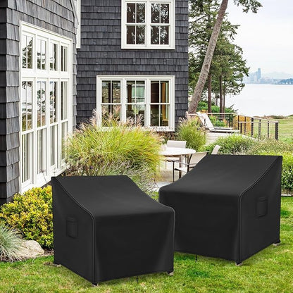 Adirondack Chair Covers Waterproof, Lawn Outdoor Chair Covers 2 Pack, Patio Chair Covers for Outdoor Furniture Fits up to 32W x 37D x 36H inches, Black