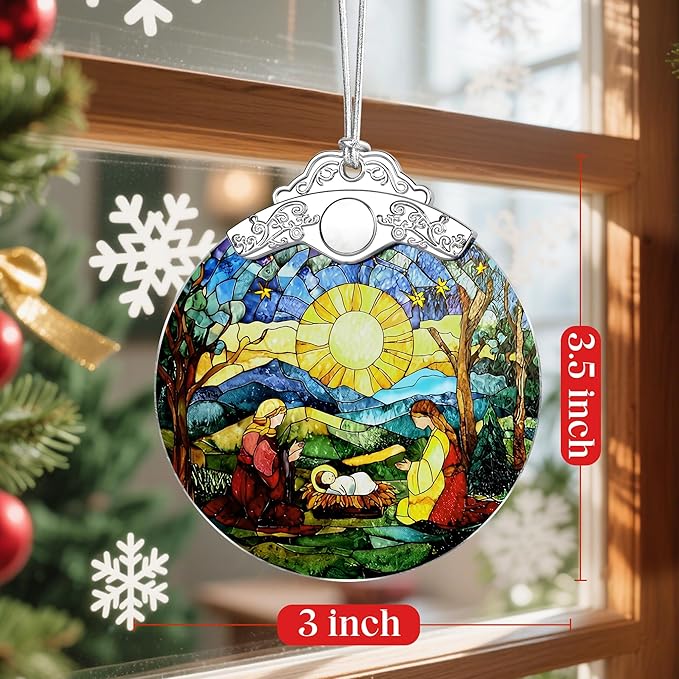 Christmas Ornament, Christmas Tree Decor, Christian Ornament, Nativity Scene, Religious Home Decor, Christian Gifts, Religious Gifts, Gift Exchange, Gift Idea - Pattern D