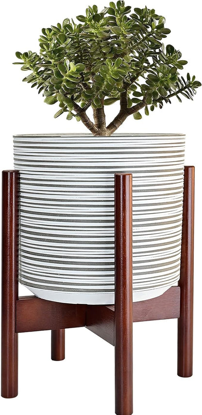 ZPirates Wood Plant Stand for Corner and Floor - Holds Tall/Short, Faux/Fake, Living Plants and Flowers - Adjustable Sideways, Fits Small to Large Round Planter Pots - Indoor, Outdoor Patio
