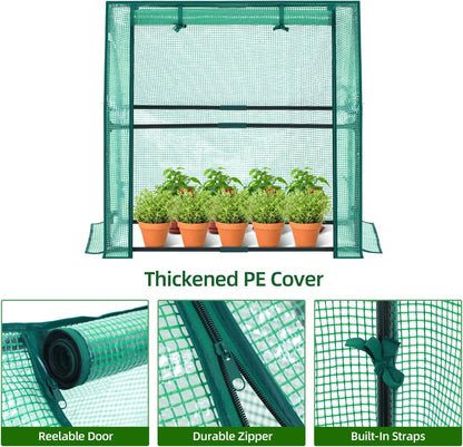Mini Greenhouse for Indoor Outdoor: Ohuhu Tabletop Portable Green House with Waterproof Pad for Small Plants Nursery Germination, 36"x18"x33" Heavy-Duty PE Cover Green