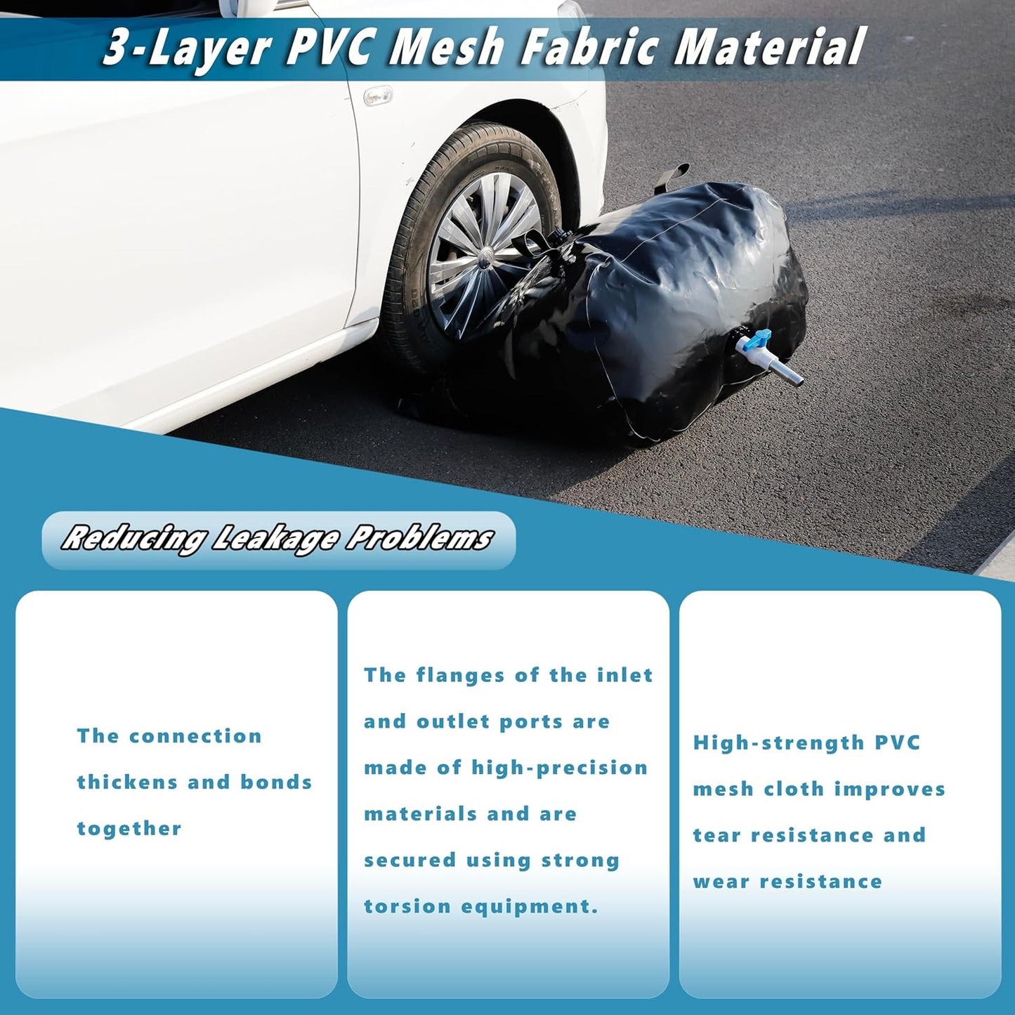 400 L/100 Gal Water Bladder Tank, Foldable Portable Water Storage Container, Emergency Water Bag for RV, Truck Bed, Fire Prevention, Drought Resistance, Black