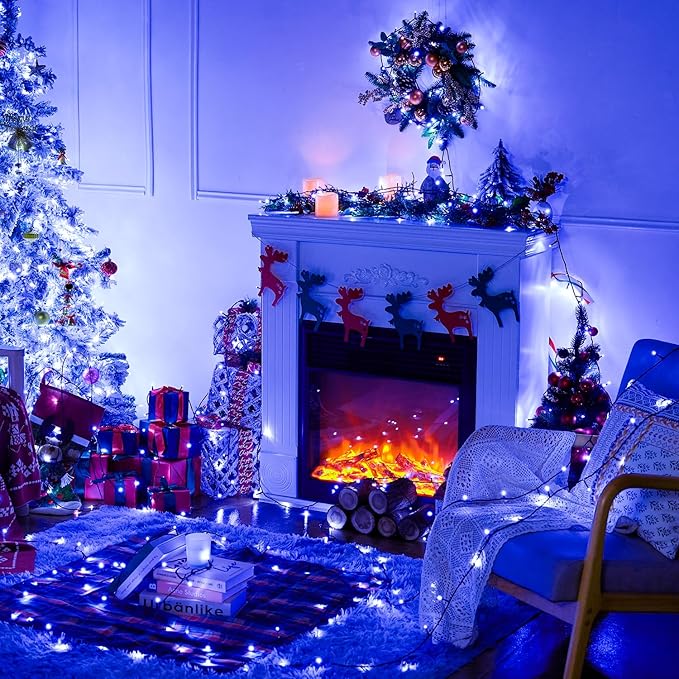 JMEXSUSS 250 LED Blue Christmas Lights: 91.5ft Extendable Blue String Lights Indoor Outdoor Waterproof with 8 Modes for Christmas Tree, Garden, Patio, Party, Holiday Decorations